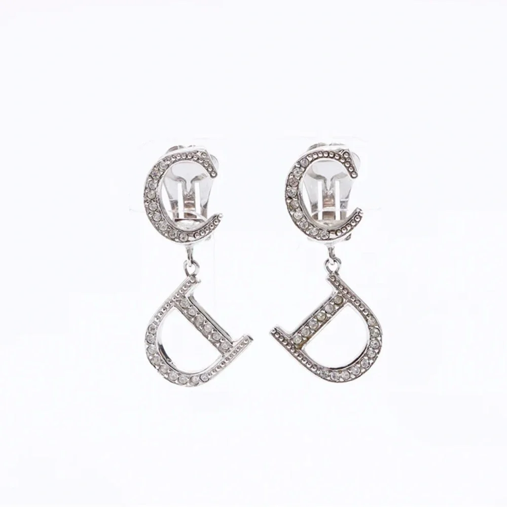 Dior-John Galliano for Dior-Statement Rhinstone CD Clip-On Earrings-Silvertone